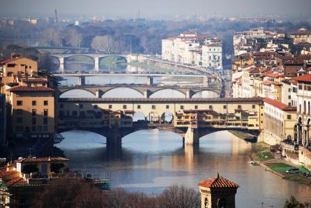 The bridges of Florence (Ponte Vecchio in forefront)