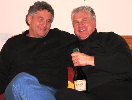 Rich and Randy with a fine bottle of Calavados