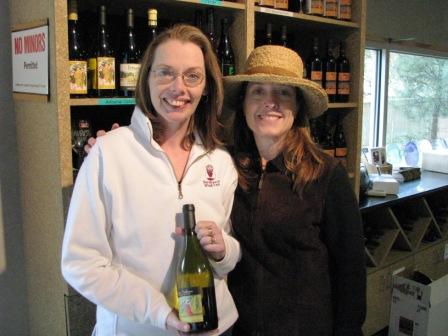 Carolyn visits with Laura Volkman