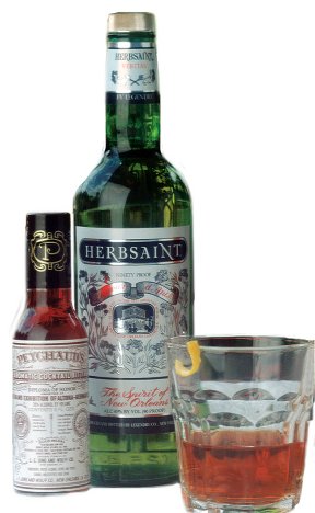 Classic Sazerac cocktail contents