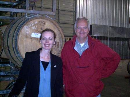 Carolyn with Jerry Owen at the Owen Roe winemaking facility