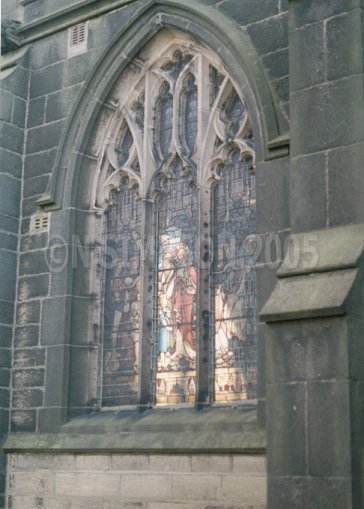 sunlight through stained glass window