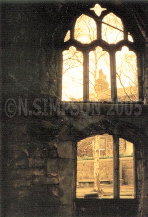 window ruins with sepia filter