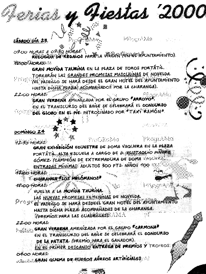 Programa de Actos de los d�as 23 y 24 de la Feria 2.000 (mes de septiembre)