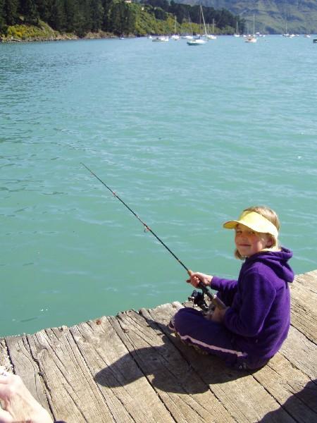 Caitlin fishing at Purau