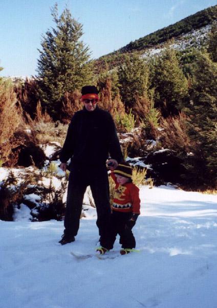 Caitlin tries strap-on skis