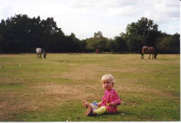 Caitlin with wild horses - New Forest