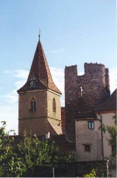 Church spire and tower