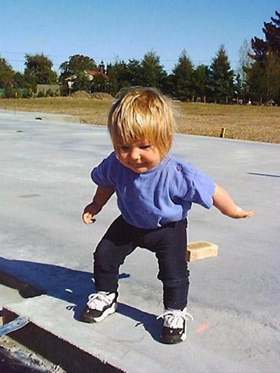 Talia on building slab - Feb 2003