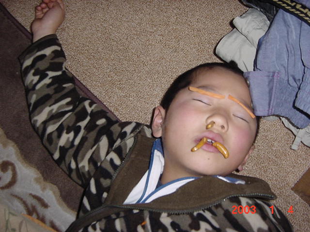 koota asleep with face decorations by ryota!