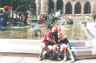 Three monkeys play in the fountain near the Pompidou