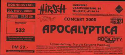 Ticket do Apocalyptica
