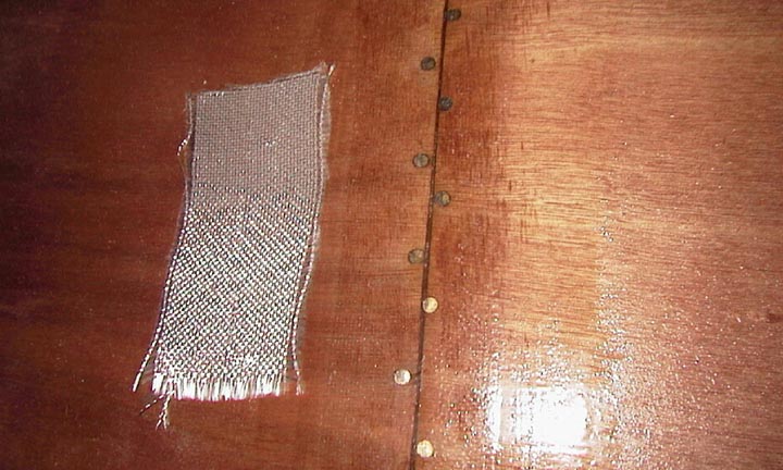 A strip of cloth, next to a finished joint