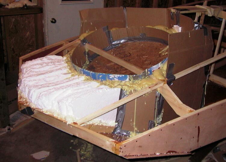 A side view after the foam had set