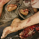 Corpses piled in a Baghdad hospital.