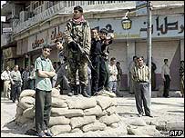 Kurdish fighters in Mosul