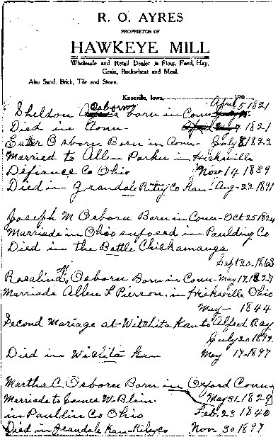 Genealogy on Hawkeye Mill Stationary