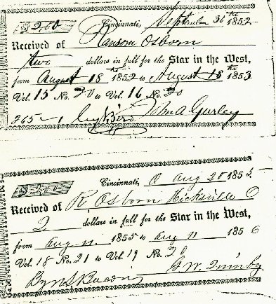 Receipts to Ransom Osborn