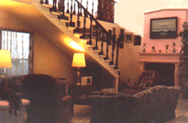 THE LIVING ROOM HAS A FIRE PLACE