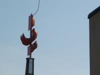 Pylon symbol found throughout town centre