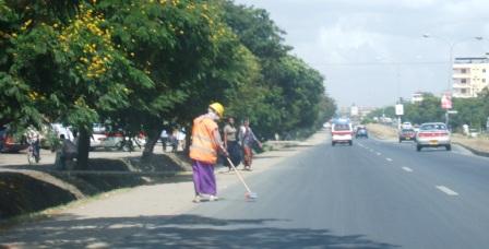 Highighway cleaner with protective clothing