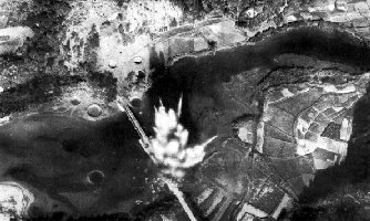 Aerial view of bombing Okinawa