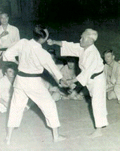 Funakoshi demonstrates a technique