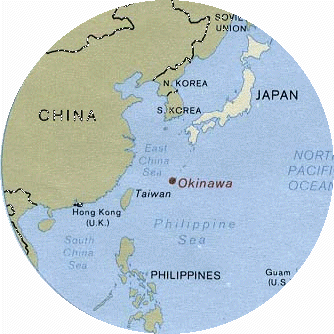 map of Okinawa, Japan, and China