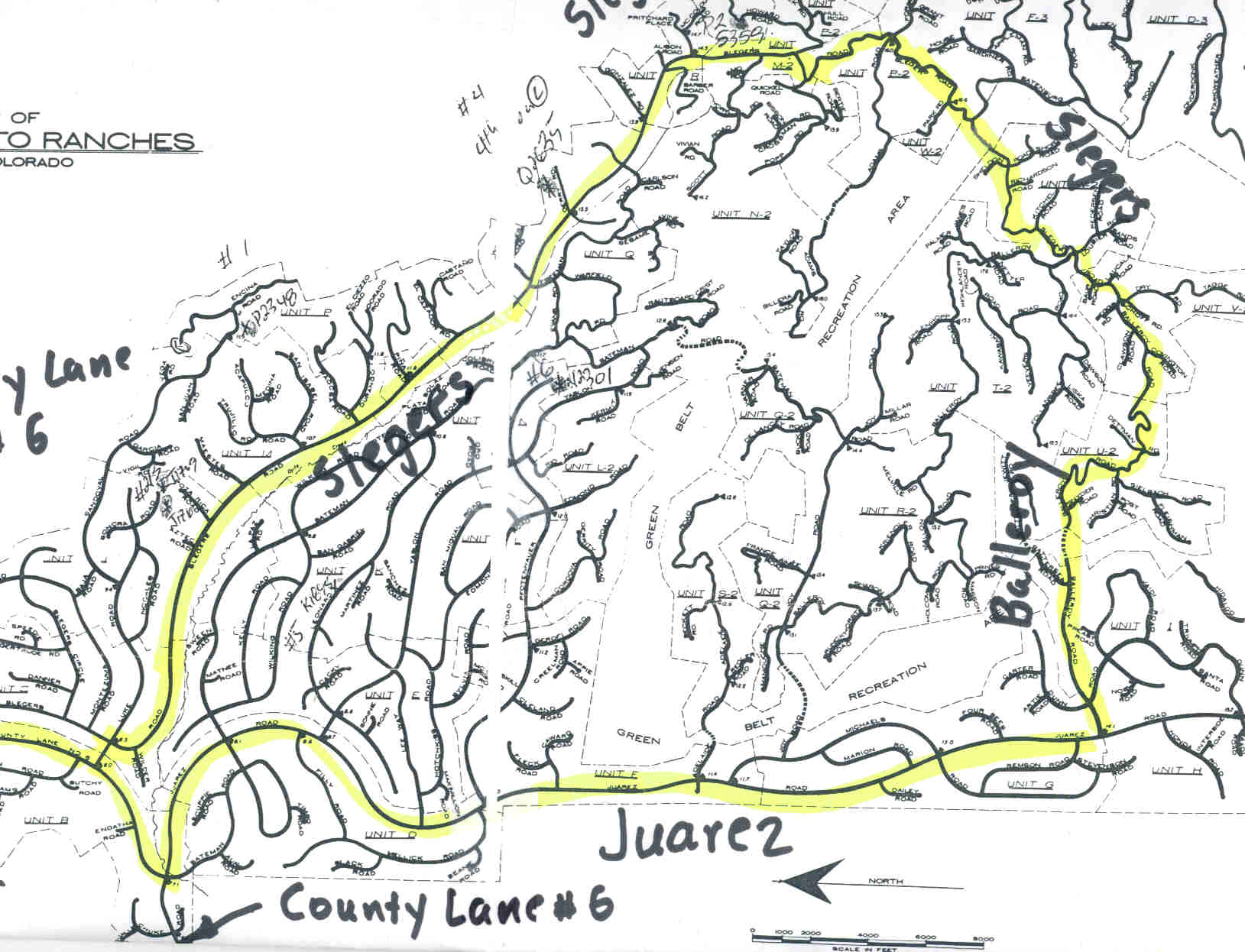 Road map of sangre de cristo ranches.