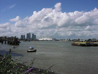 Moving away from Canary Wharf and Millennium Dome towards Central London, LONDON