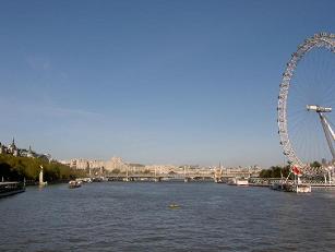 Facing East towards Millennium Bridge and London Eye, LONDON