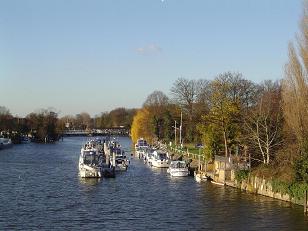 View of River Thames facing West towards Molesey, HAMPTON COURT