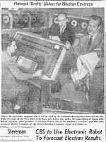 Walter Cronkite examines Eniac Computer Data for 1952 Presidential Election