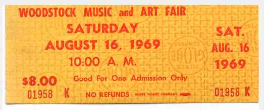 A ticket from WOODSTOCK