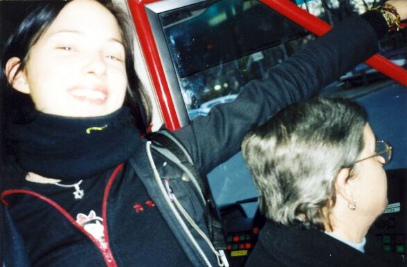 A very little lady on the bus...