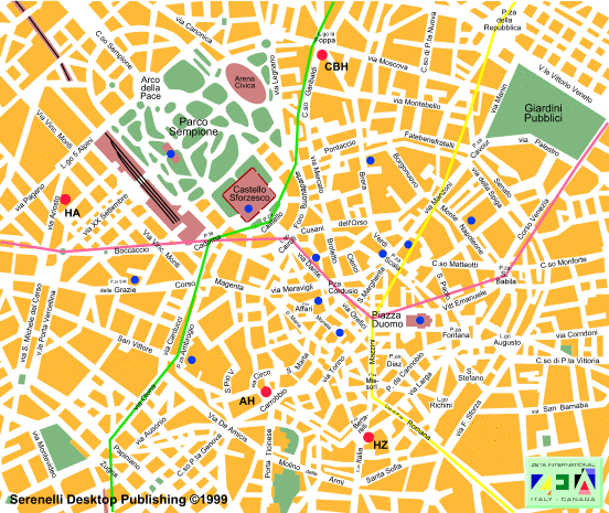 Map of the center of Milano