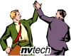 Two people congratulating eachother at the end of a successful assignment