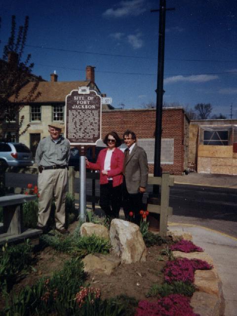 Dean Connors (L), Michele and Cliff Krainik at the dedication of the Fort Jackson historical marker, May 4, 2002.