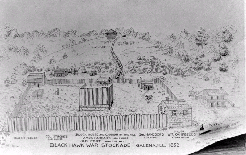 The Stockade at Galena.
Constructed under a declaration of martial law
issued by Colonel Strode.