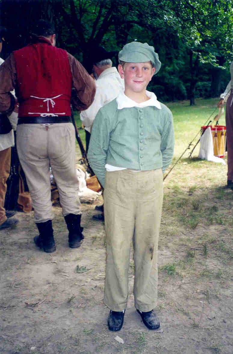 My son Ian wears a 'skeleton suit'
 typical of boy's fashion from about 
age five to age twelve.
Picture credit: Rusty Ayers.