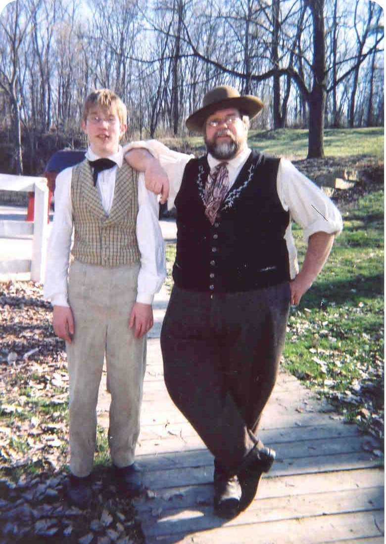 OLRHS members Rion Urven (L) and Rusty Ayers. 
Grant Home Park, Galena, IL; April, 2003.
(Credit: Rusty Ayers.)