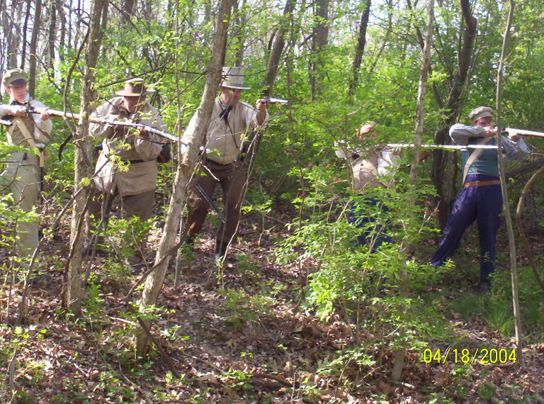 OLRHS Militia at Lincoln's New Salem, April, 2004.
(Credit: Mary S. Braun.)