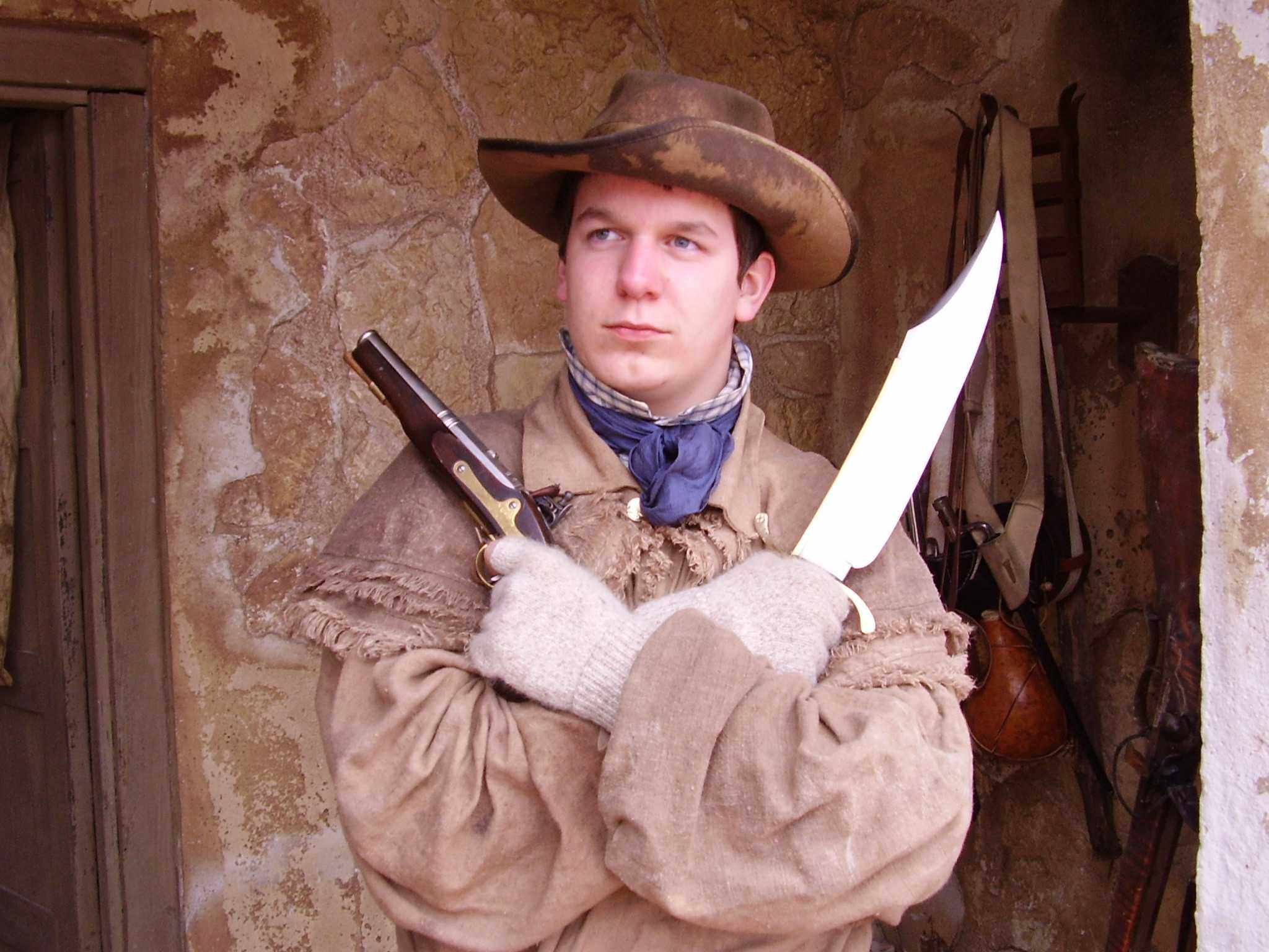 'Alamo Andrew!' 
169th Anniversary Commemoration
of the Siege of the Alamo, 
Dripping Springs, Texas, Feb. 2005.
(Credit: Robert A. Braun.)
