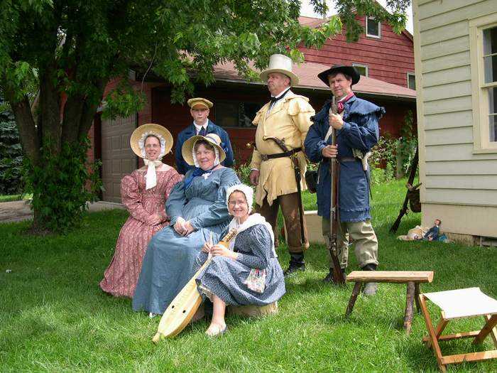 OLRHS interpreters at the 
Dodge Mining Camp Cabin Historic Site, Dodgeville, WI
(Credit: Neil Giffey, 2004)