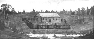 'Fort Hamilton.'
Original artwork rendition by 
Frank M. Engebretson, ca. 1923.
(Credit: Village of Wiota, Wisconsin.)