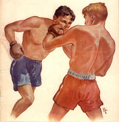 Two Boys Boxing.&nbsp; From the Vintage image collection at www.lycos.com.