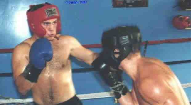 Working with each other does not mean working over each other!&nbsp; Spar safe and smart.&nbsp; Photo copyright 1999.&nbsp; All rights reserved.