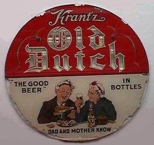 Krantz Old Dutch Beer - round mirror and painted glass sign