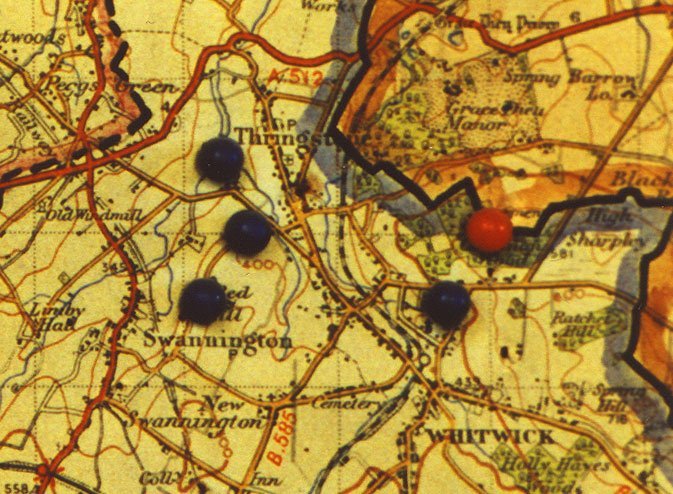 Location of Bombs dropped on Thringstone