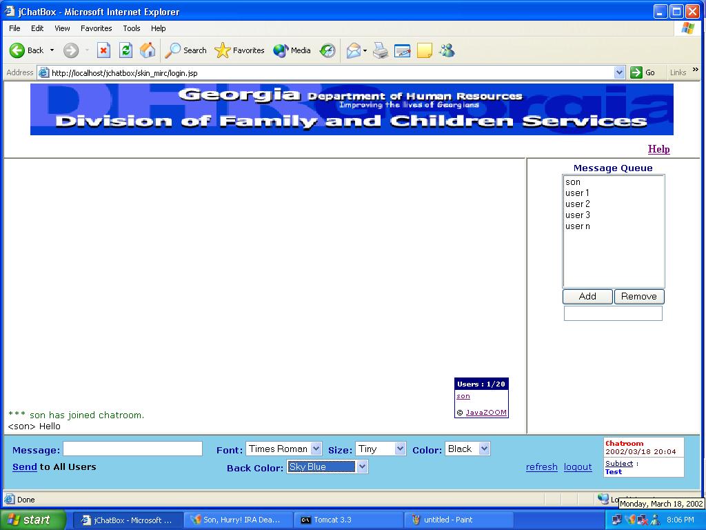 Chatroom Screen